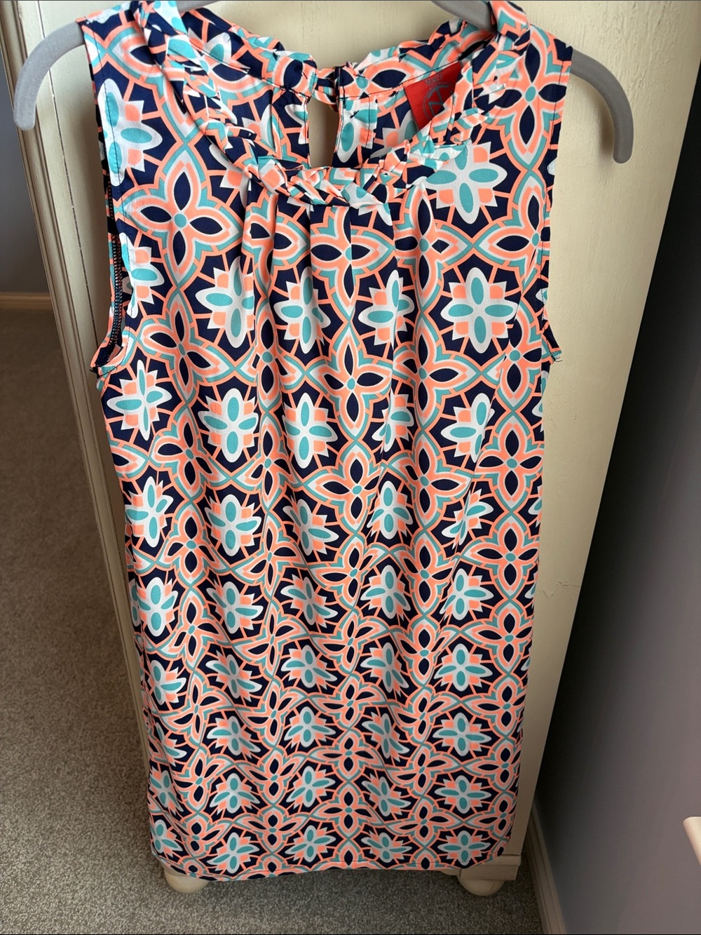 Tracy Negoshian blue,orange & aqua shift dress